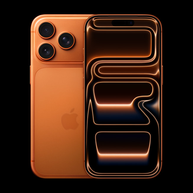 コズミックオレンジのiPhone 17 Pro。前面と背面を並べた公式製品画像